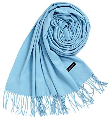 Whoiy Kaschmirschal Blau, Damen Schal Herbst Einfarbig mit Quaste 200X70cm Warmer Übergroßer Winterschal-Poncho