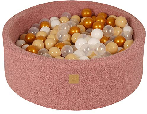 MEOWBABY Bällebad 90x30 Boucle - Bällebad Baby ab 1 Jahr - Bällebad Kinder - Weiches Schaumstoff Ballgrube mit 200 Bällen, Rosa