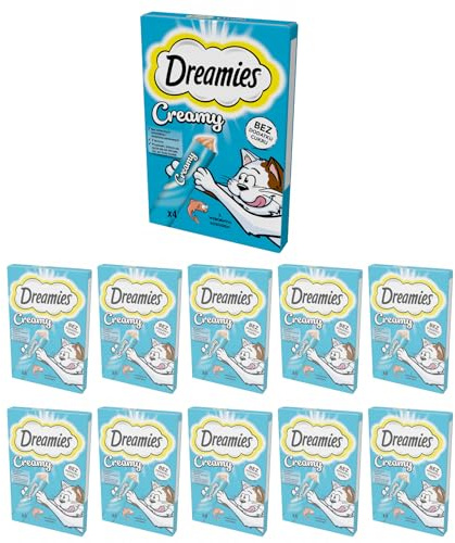 Dreamies Katzenleckerlis Creamy Snacks mit Lachs – köstlich cremiger Geschmack – 44 Portionsbeutel (11 x 4 x 10g)