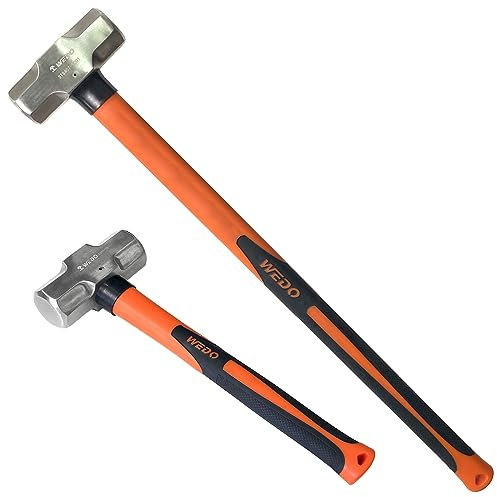 WEDO 2-teiliges Vorschlaghammer-Set, 1,4 kg + 2,7 kg, Edelstahl, Risshammer-Set mit Fiberglas-Griff, stoßfest, korrosionsbeständiger Bohrhammer