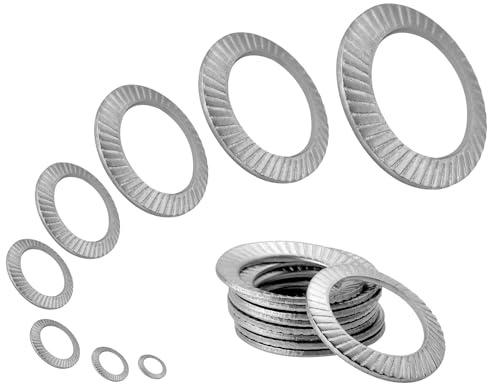 Sicherungsscheiben M8 100er Set aus Edelstahl A2 V2A Form S * U-Scheiben gezahnt Beilagscheiben Unterlegscheiben Hochspannungsscheiben Unterlegscheiben Set