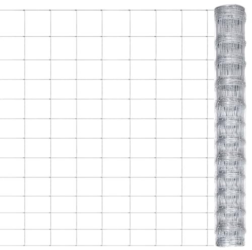 Mengtu Gartenzaun Drahtzaun Maschendrahtzaun Wildzaun Gitterzaun Weidezaun Drahtgitter Drahtgeflecht Silbern 50x1,25 m Verzinkter Stahl Garten Möbel#B