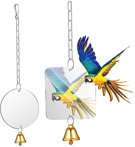 BESPORTBLE 2stücke Spiegel Für Vögel Mit Glocke Vogelspiegel Spielzeug Für Käfig Geeignet Für Sittiche Nymphensittiche Kanarienvögel Und Andere Kleine Bis Mittelgroße Vögel