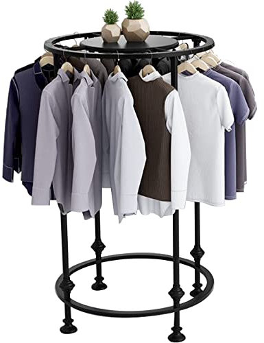 amhricho Runder Kleiderständer, Kleiderständer Zum Aufhängen, Kleiderständer Für Den Einzelhandel, Bodenstehender Kleiderständer Aus Edelstahl, Für Schlafzimmer Zum Aufhängen Von Kleidung (Black)