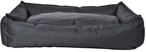 Dehner Lieblinge Kuschelbett Woof, Hundebett/Katzenbett wasserdicht/pflegeleicht, ca. 120 x 80 x 31 cm, Größe XL, Polyster/Polypropylen, grau