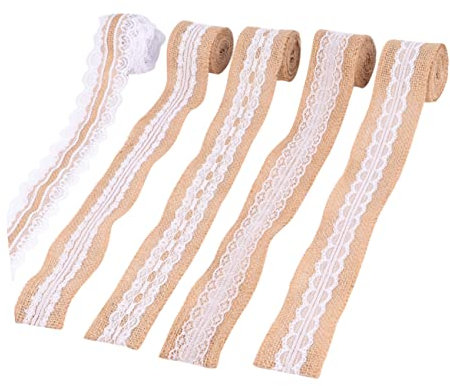 CORHAD 5 rolle Spitze Leinen Streifen für Hochzeit Decor Spitze Band Rolle Rustikalen Baumwolle Gewachste