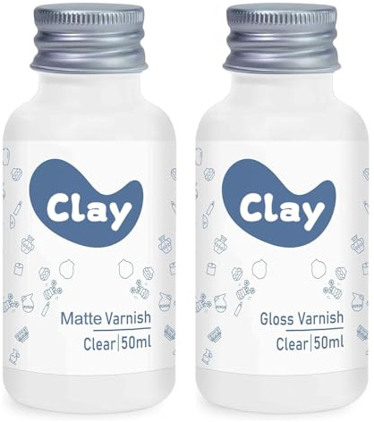 Kit de Barniz para Arcilla Secado al Aire, 2 x 50ml Acabado Mate Brillante | Barniz Arcilla para Evitar Grietas, Rayones y Desgaste, con Acabado de Esmaltado