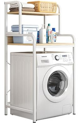 TOOYITR Waschmaschinenschrank, 60 cm breit, Waschmaschinenregal, einfache Montage, WC-Regal ohne Bohren, multifunktionales Aufbewahrungsregal, weiß, zweite Etage