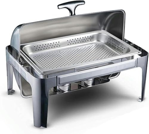 UQACHG Chafing Dish Edelstahl 9L Chafing Dish Set Chafing Dish Durchlauferhitzer Buffet Durchlauferhitzer mit Lebensmittelschalen und Kraftstoffhaltern Profi Set