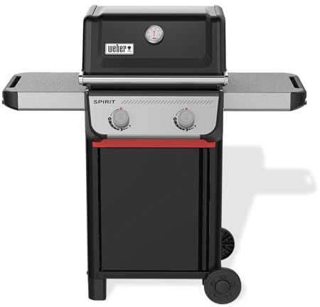 Weber Spirit E-210 Gasgrill, 2 Brenner, 51 x 46 cm Grillfläche, Warmhalterost, Deckelthermometer, 2 Räder - Schwarz/Silber (1500833)