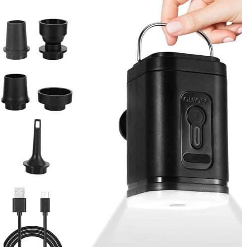 Electric Pump, 1200mah Rechargeable Portable Air Pump,Vacuum Bag Pump for Inflatables & Deflating with 5 Nozzles, Mini Air Bed Pump for Camping & Travel, Pool Toys, Floats,Paddling Pool