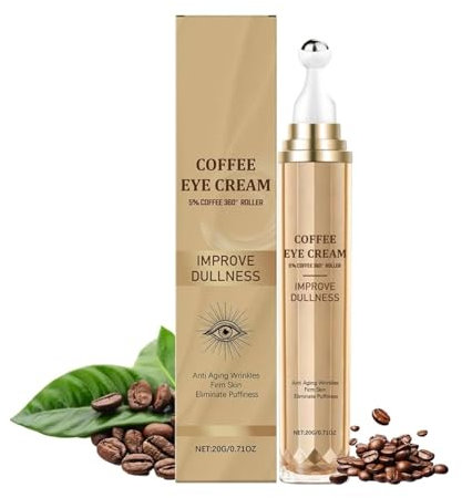 Koffein-Retinol-Augenserum, Anti-Aging-Augenserum mit 360°-Massageball, gegen Falten, Augenringe & Tränensäcke, Augenfalten Straffung Sofort, Augenpflege für alle Haut