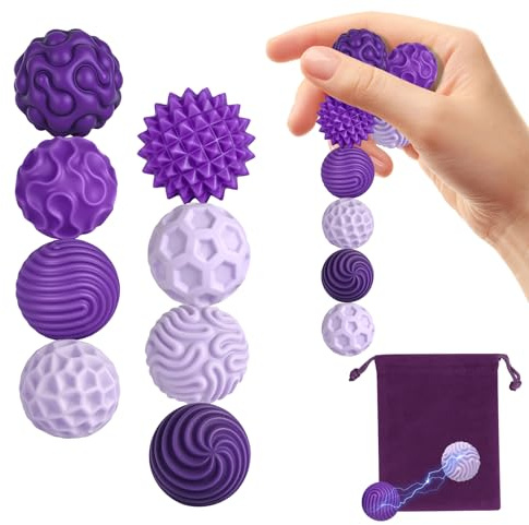 Zingbee 8 Stück Magnetische Fidget Toys, Silikon Magnetkugeln Anti-Stress Bälle, Sensorik Spielzeug für Erwachsene und Kinder, Sensorische Magnetische Kugeln Set, Stressabbau und Entspannung（Lila）