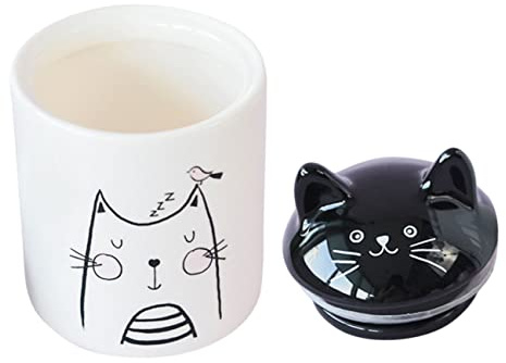 Cabilock Pot Céramique Avec Couvercle Boîte De Rangement Pour Sucre Et Épices Pot à Thé Et Assaisonnement Design Chat
