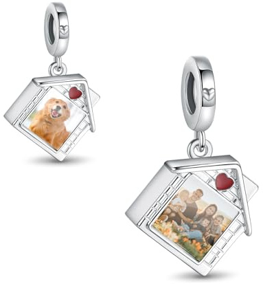 LaMenars personalisierte Foto Charm 925 Sterling Silber Charm Familie Mutter Schwester Tochter Schildkröte Fußabdrücke Liebe Glückliches Herz Anhänger Fit Armbänder Halskette Perlen Schmuck für Frauen