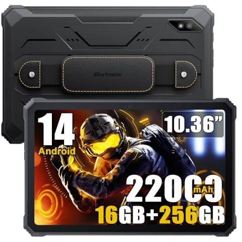 Blackview Active8 Pro 4G Rugged Tablet Android 14, MTK G99 16GB+256GB Tablet Robusto, 10.4“ FHD+, 22000mAh Smartphone Robusto, 48MP+16MP, 4 Lautsprecher, IP68 Wasserdicht, Dual LTE,5G WiFi,OTG,NFC,GPS