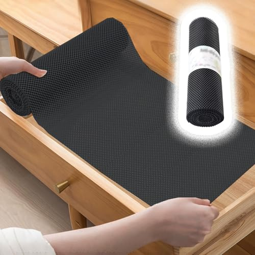 Tappetino per Davanzale Rotolo di Tappetino per Cassetti/Davanzali, Rivestimento Antiscivolo per Ripiani per Mobili da Cucina, non Adesivo, Protezione per Davanzali(Black,0.5x1.5m (1.7x4.9ft))