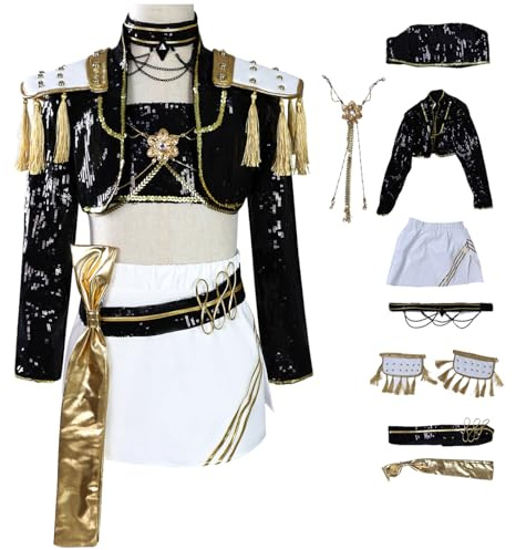 AYIMEIS Fille Mira Cosplay Costume Complete Déguisement Anime Démon Chasseurs Costume Girl Group Mira Uniforme Noir Noël Halloween Carnaval Fête Performance Fancy Dress Enfant Taille 110-150