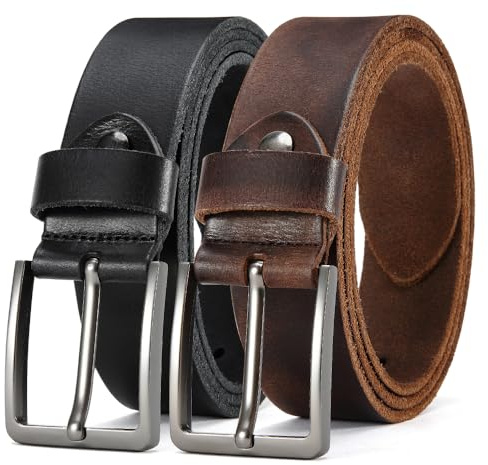 DOOPAI Gürtel Herren,Vollledergürtel Casual Arbeit 40mm Ledergürtel 2-Pack | Cowboy Anzug Ledergürtel,Einstellbare Gürtel Zweiteiliges Set
