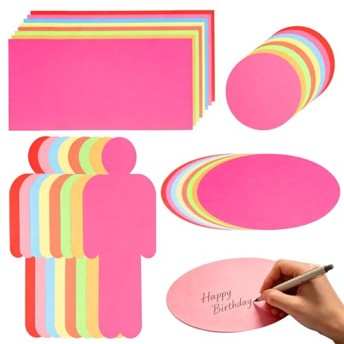 Zouonou 480 Moderationskarten 4 Formen und 8 leuchtende Farben – Bastelpapier für DIY-Kunstprojekte, Klassenzimmerdekorationen, Pinnwände, Scrapbooking und den Bürobedarf