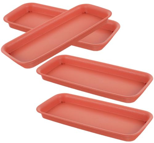 CONGARTENO Vassoi per Vasi di Fiori in Plastica 4 Pezzi, Sottovasi Rettangolari 40x20 Cm, Adatti per e Finestre, Antiperdite e Resistenti, Colore Rosso