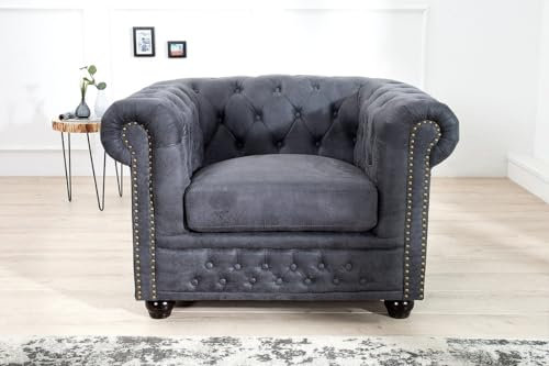 Casa Padrino Chesterfield fåtölj antik grå – lounge stol antik grå – vardagsrum fåtölj