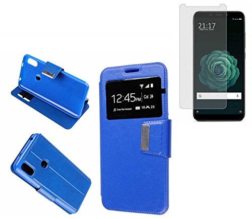 Todobarato24h Funda Libro Ventana Azul Compatible con Xiaomi MI A2 (5.99) + Protector de Cristal Templado
