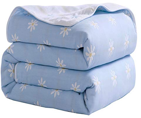 Hayisugal Kuscheldecke zweiseitig Tagesdecke Bettüberwurf Baumwolle Kinder Überwurf Decke Baumwolldecke Bunte Decke Kinder Bettdecke Decken Winter Decke Sofa Decke, Blau Gänseblümchen, 120 x 150cm
