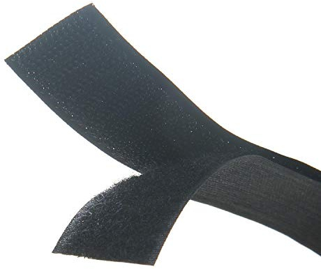 Svart sy på krok och ögla tejp set med icke-självhäftande baksida nylontyg fästelement 1,6 cm – 10 m
