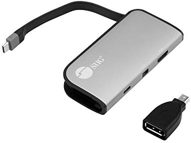 SIIG Adaptador USB-C a Mini DisplayPort y HDMI VXP con PD 3.0, PD de 100 W, combina dos monitores a una pared de video de 3840 x 1080, compatible con Windows/Mac, requiere modo DP Alt (CB-TC0H11-S1)