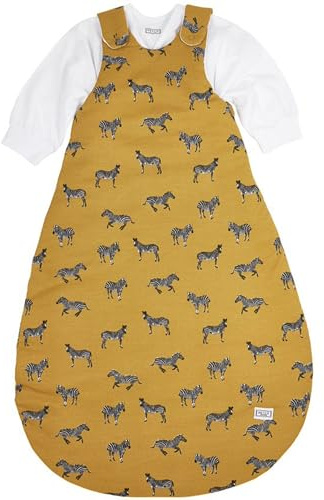 MEYCO Baby Schlafsack 2-teilig - Größe 74/80-2,5 TOG - Ganzjahresschlafsack - 100% Baumwolle - Oeko Tex zertifiziert - Rundum-Reißverschluss - hautfreundlich & atmungsaktiv - Zebra - Honig Gold