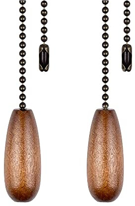 Dotlite Ceiling Fan Pull Chain Extender, 2pcs Wooden Decorative Pendant Extension Chains, 12 Inches Lighting & Fan Beaded Ball Fan Cord Extender Ornament with Connector