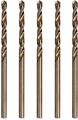 Ohamtes Punte elicoidali a gambo ridotto, 2,5 mm, in acciaio HSS 4341 per ferro/rame/plastica/alluminio/materiali metallici, gambo rotondo, doppio bordo, 5 pezzi