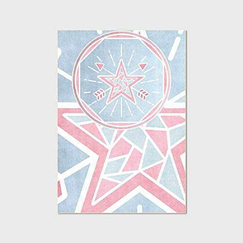 SRTJURFG Kinderteppich große Baby-Spieldecke modernen Design Baby Krabbeldecke Cartoon rosa fünfzackiger Stern hellblau weiß rosa 160×200M