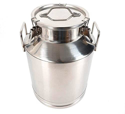Adima Schwerlast Bauernhof Milchkanne, 304 Edelstahl Milchkanne Weinkübel Milchtopf Milchtransporteimer Ölfass Teedose Milchflasche Silikondichtungstank,20L