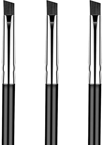 Pincel de Delineador de Ojos 3 Cepillos de Delineador de Ojos en Ángulo Pincel de Delineador de Ojos Plano Inclinado de Maquillaje Cepillo de Base Polvo de Ojos Portátil para Gel, Líquido