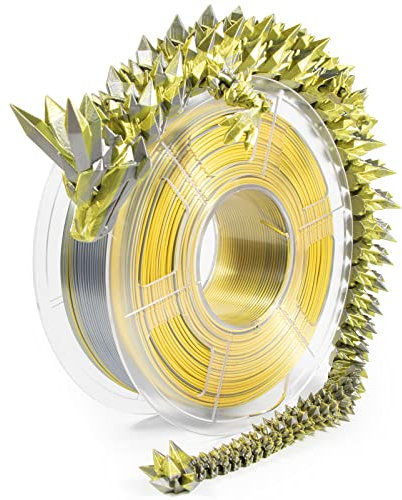 iSANMATE Dual Color Silk PLA Filament, Dual Color Seide Filament 1.75mm PLA für 3D Drucker FDM, 1KG Spule (2.2 LBS), Maßgenauigkeit +/- 0.03 mm, Gold Silber Silk PLA Filament