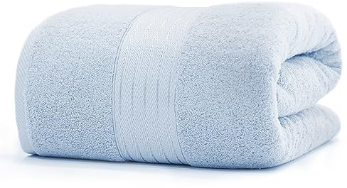 COZYART Light Blue Oversized Bath Sheet for Bathroom 35x70 Cotton Body Shower Towel Soft Absorbent Durable 650GSM Extra Large Towels for Daily Use