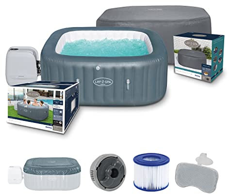 Bestway Lay-Z-SPA WLAN-Whirlpool Hawaii HydroJet Pro 180 x 180 x 71 cm, eckig + Xtras EnerySense Thermo-Komplettabdeckung 180 x 180 x 71 cm, eckig