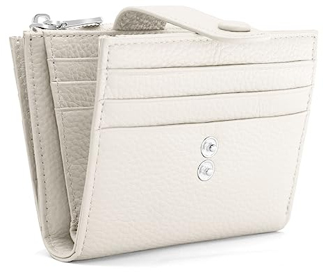 REETEE Klein Damen Geldbeutel Leder Portemonnaie RFID Schutz Geldbörse, Portmonee Frauen Mit 13 Kreditkartenetui für Damen und Herren, Kleine Brieftasche Mit Münzfach (Beige)