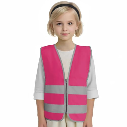 Uno Mejor Toddler Vest Highlight Kids Reflective Vests, Child Safety Vest Reflective for Boys Girls, Children's High Visibility Vest for Cycling Skiing, Rose Red, XXS