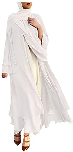 plus size in pelle spolverino morbido sciolto chiffon e cardigan lungo cardigan cappotto da donna, bianco, M