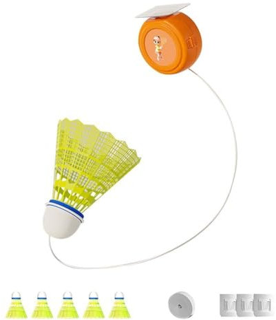 QEOTOH Tragbarer Badminton-Trainer, Badminton-Übungsroboter, professionelles Stretch-Badminton-Werkzeug, Selbststudium, Training, Rückprall, Federball