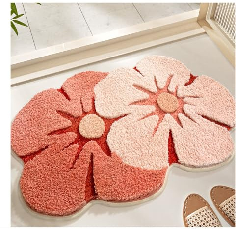 SSDH Badematte Personalisierte Fußmatte Lustiger Teppich Saugfähiger Badezimmerteppich Waschbarer Beflockter Badezimmerteppich rutschfeste Matte (Blume) | Personalisierte Badematten, waschbare, lustige Fußmatten, saugfähige Badteppiche, beflockte Badteppiche, rutschfeste Matten