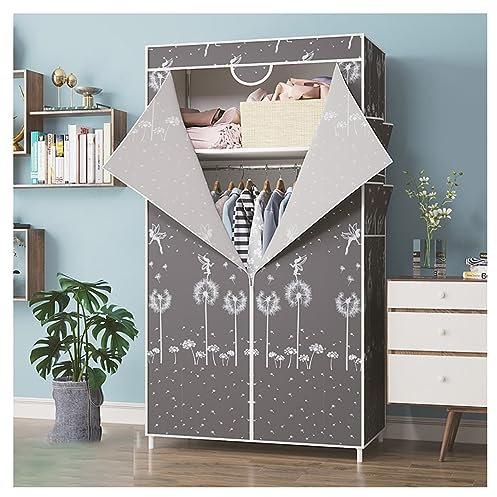 McgoS Kleiner Kleiderschrank aus Vliesstoff, tragbarer Kleiderschrank mit Hängestange, freistehender Schrank-Organizer für Schlafzimmer (Farbe: Grau A, Größe: 70 x 45 x 160 cm)