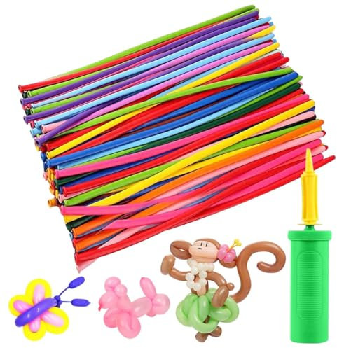 200 Piezas Globos Largos del Látex,Multicolores Globos Globoflexia, Globos de Modelado con Bomba,Globos Mágicos para Fiestas de Cumpleaños, Bodas, Aniversarios y Celebraciones