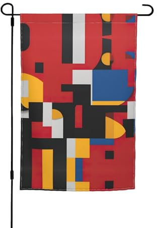 Zusammensetzung in Rot, Gelb, Blau und Schwarz, exquisite Gartenflagge, Hofflagge für stilvolle Outdoor-Rasen-Heimdekoration