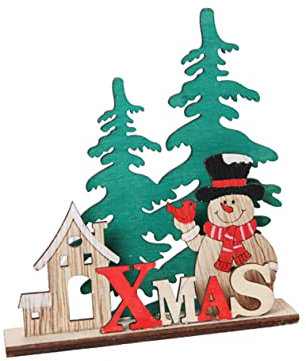TOPPERFUN Holz Schneemann Tischdeko Weihnachtsschmuck Christbaumschmuck Schreibtischdeko Dekoration für Winterfeiern und Weihnachtszeit
