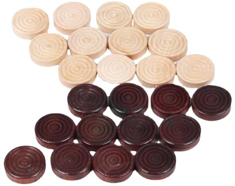Sarini Set dama in legno, maestro degli scacchi da 24 pezzi, gioco da tavolo dama in colore legno naturale