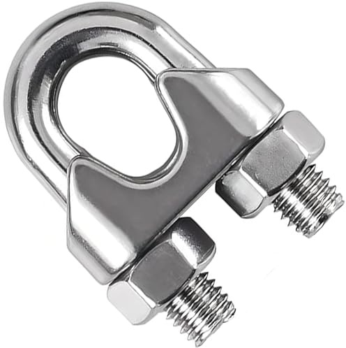 Wire Rope Clamp for 6mm Wire Rope Cable (Pack of: 10) U Bolt Saddle Clips DIN 741 Galvanised Steel Clip Fastener DIYUK